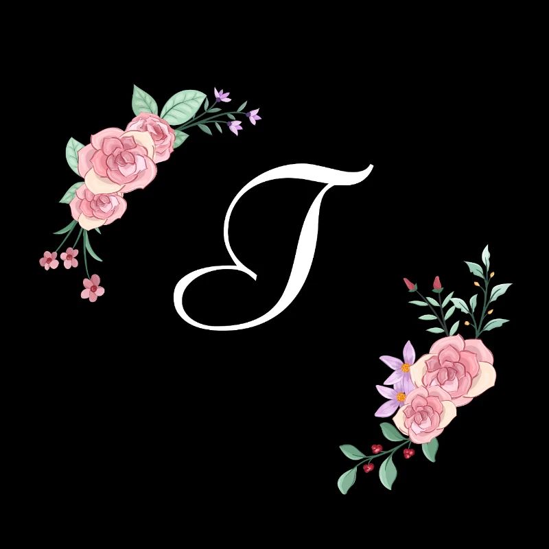 Lettre t florale rose