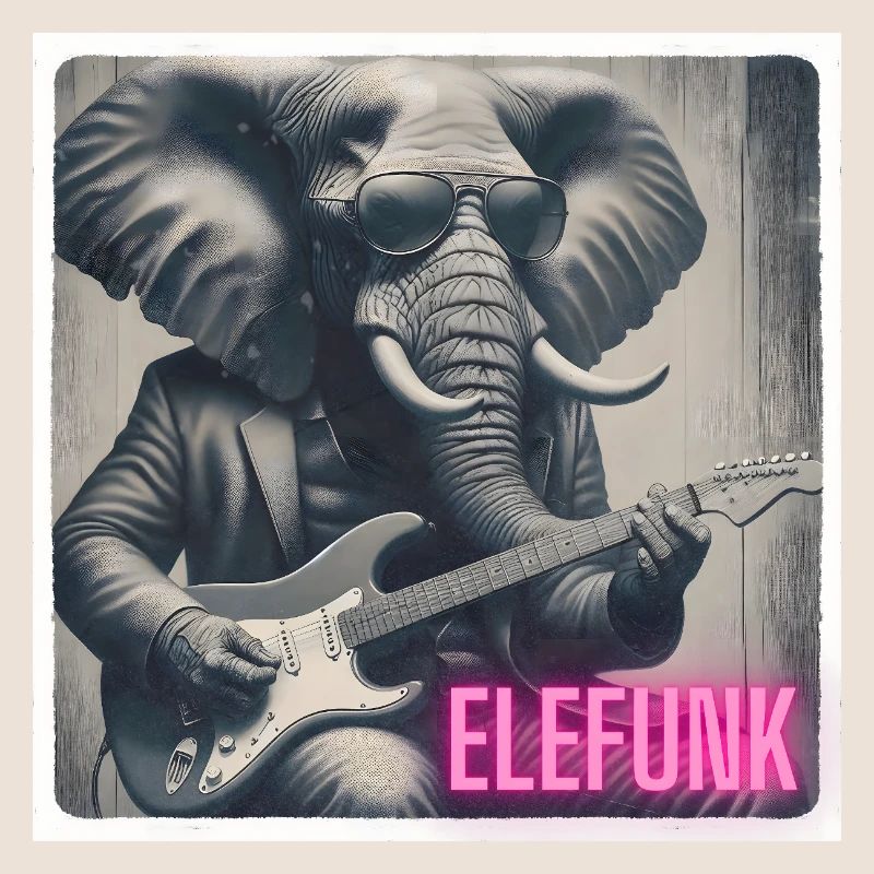 Elefant mit Anzug und Gitarre