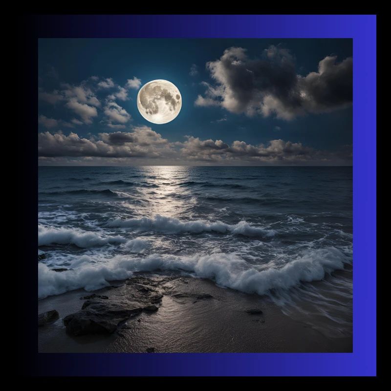 Pleine lune avec la mer