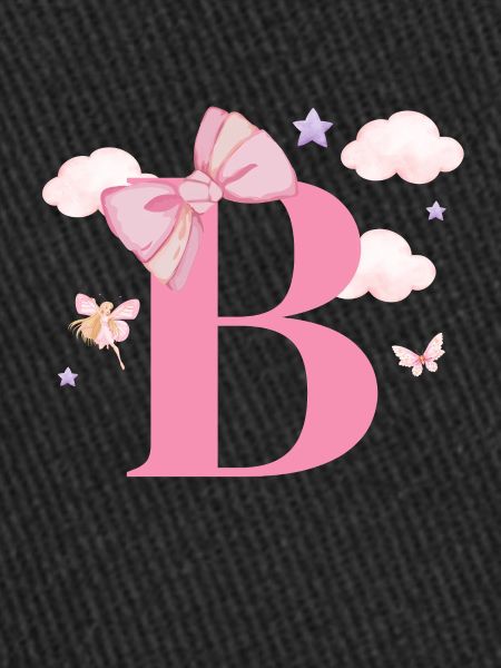 Lettre b rose nuages