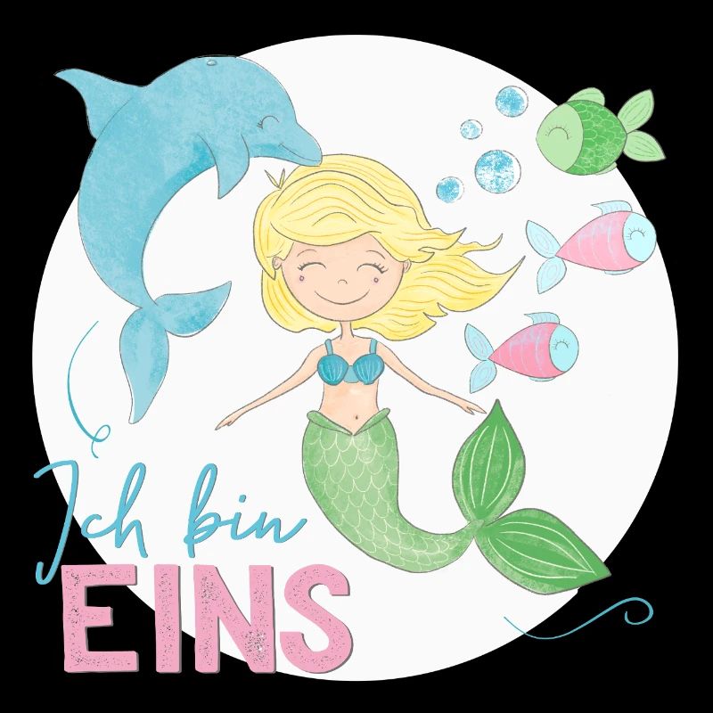 1. Geburtstag, erster, eins, Meerjungfrau, Delfin