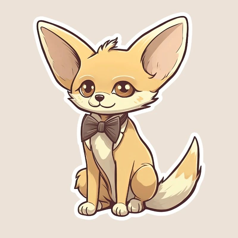 A cute fennec fox wearing a bowtie