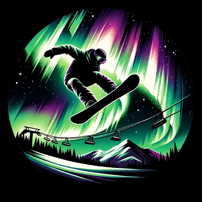 Snowboard Snowboarder Snowboarding Northern Lights