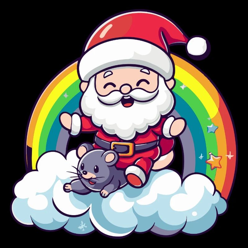Maus Weihnachtsmann Regenbogen