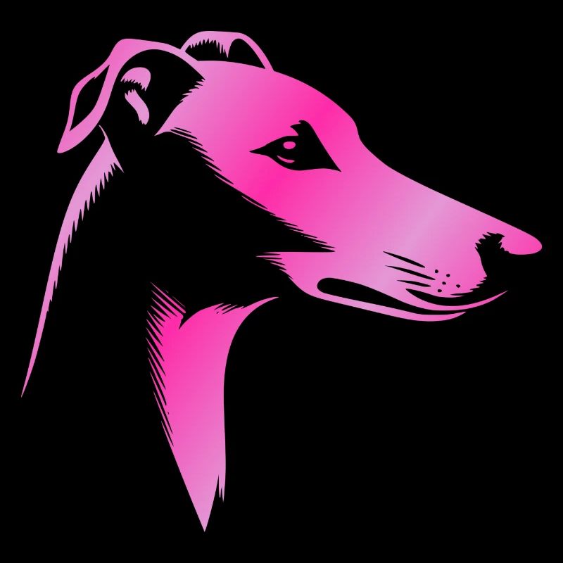 Lévrier lévrier, tête de chien, dessin rose
