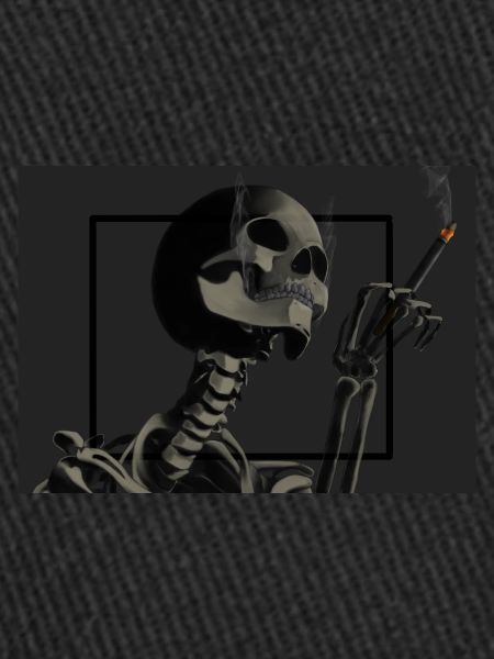 Skeleton smokes cigarettes
