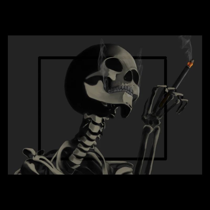 Skeleton smokes cigarettes