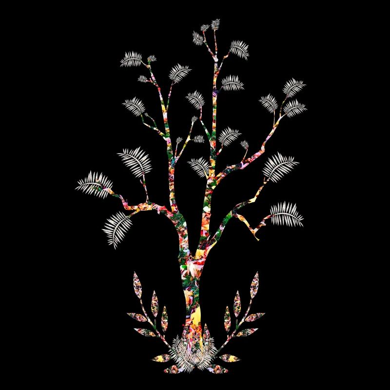 Flowering tree leaves white feathers