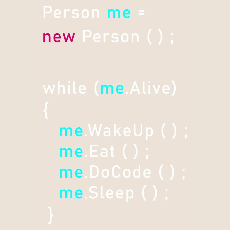 Person me = new person (); Programming Code Java