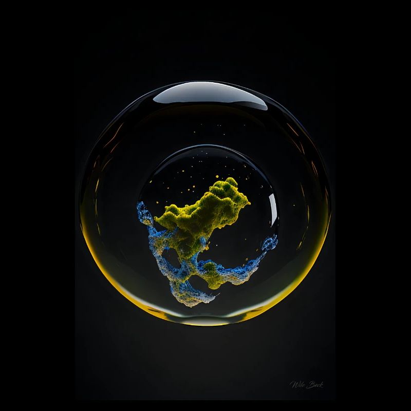 Nuages dans une bulle jaune 1
