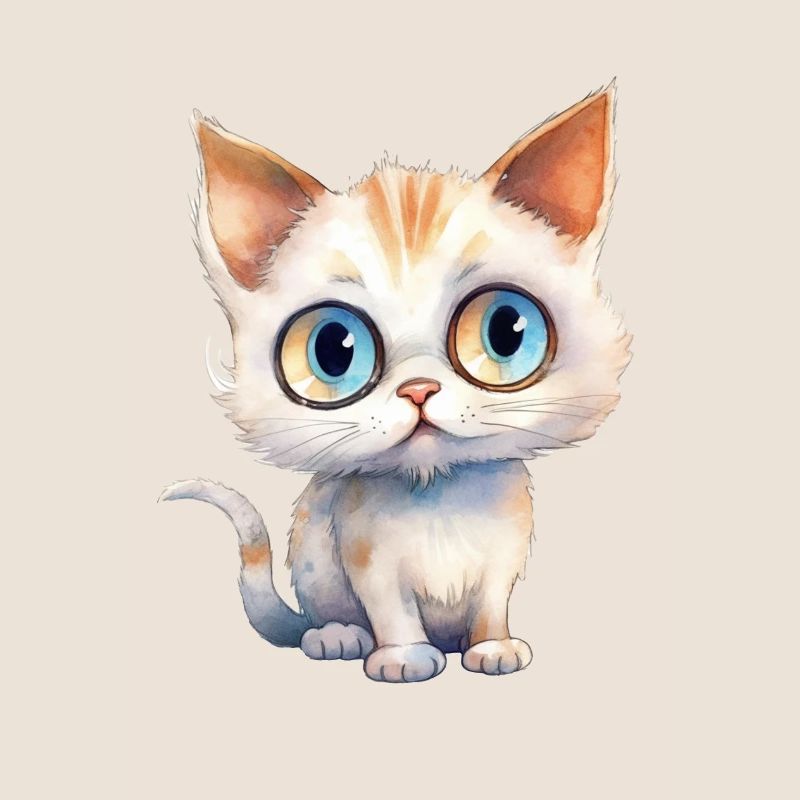 Dessin à l’aquarelle de chat
