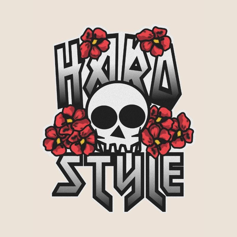 HARD STYLE in Blumen eingebetteter Schädel