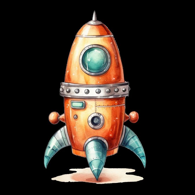 Rocket Watercolors Drawing