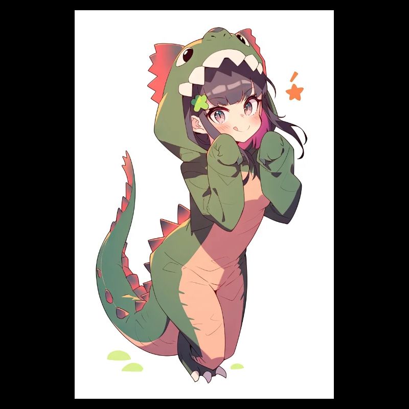 Dino Feline Temptation: Dessin sensuel d’un mignon