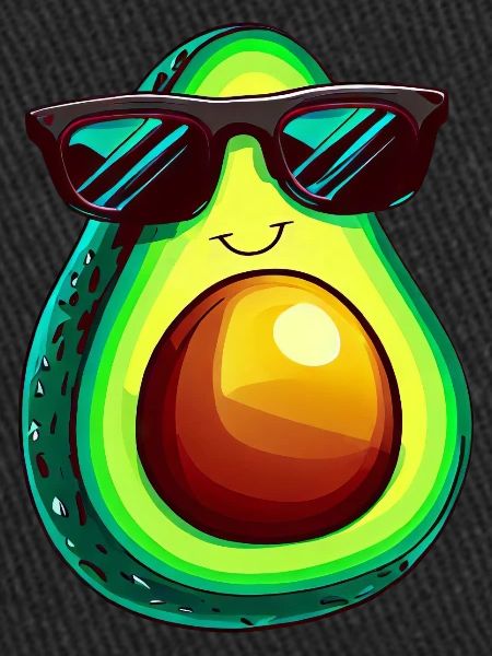Cool avocado with sunglasses