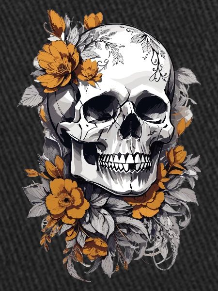 Totenkopf mit Blumen