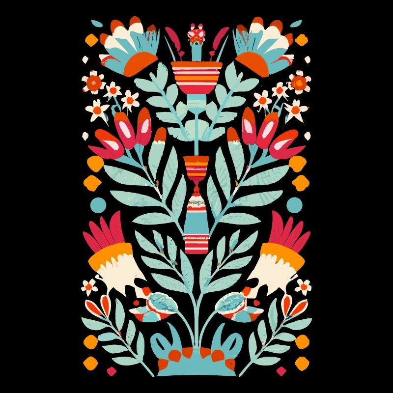 Otomi Flower Pattern Mexican Floral Art