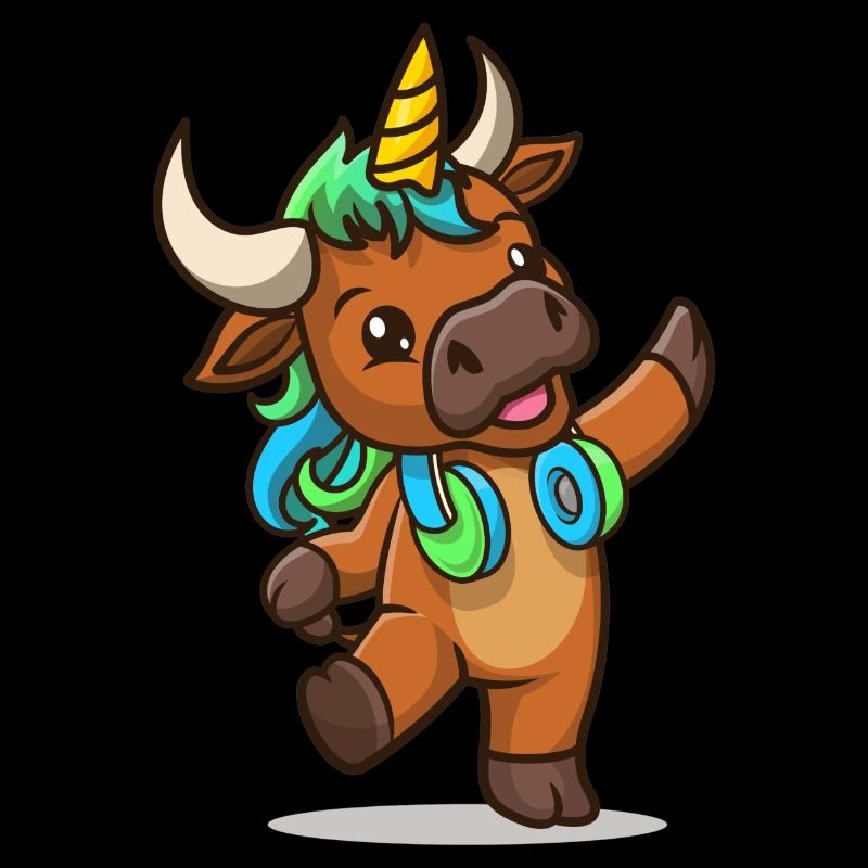 Cartoon-Stier mit Einhorn
