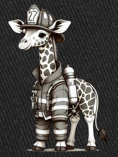 Cute Giraffe Firefighter
