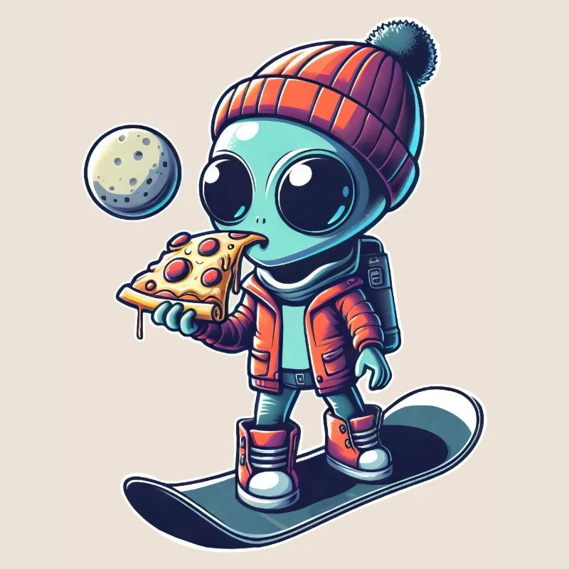 Mignon Comic Alien Snowboard Snowboarder