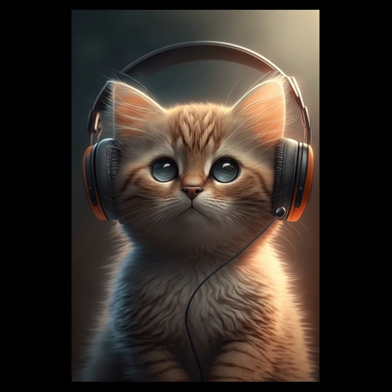 Chat avec écouteurs