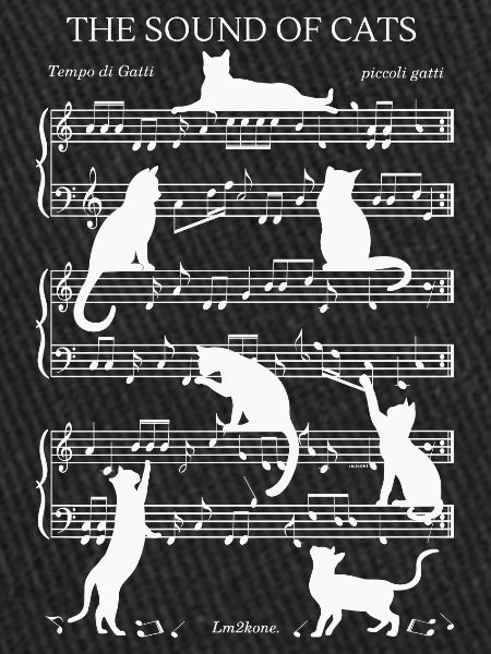 Chats musical notes - thème blanc