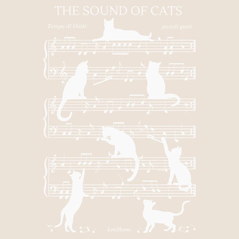 Chats musical notes - thème blanc