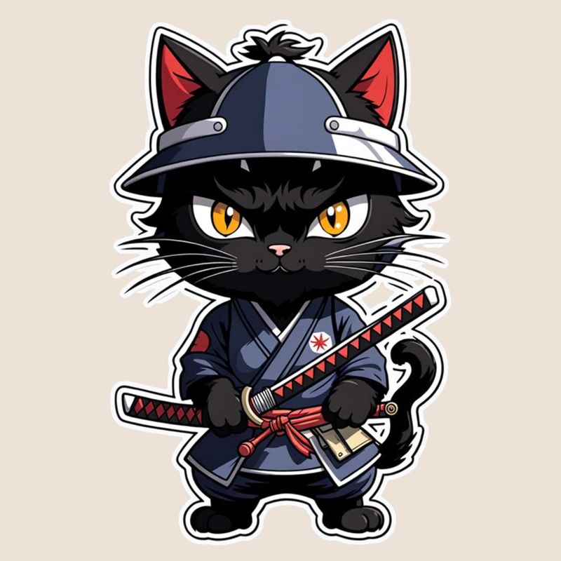 chat ninja - chaton samourai