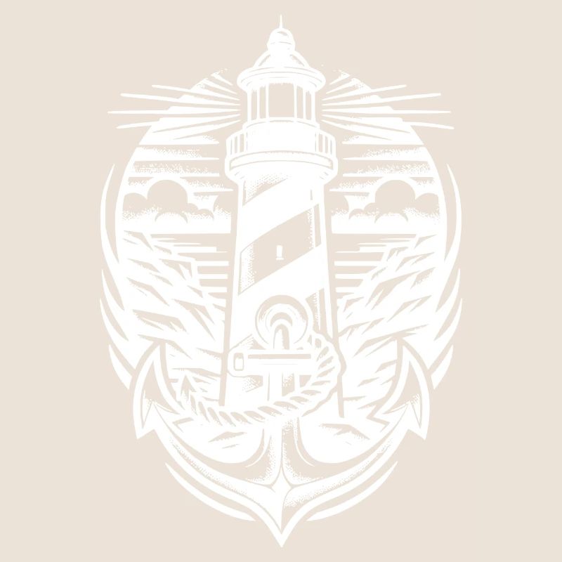 Lighthouse on the coast with anchor