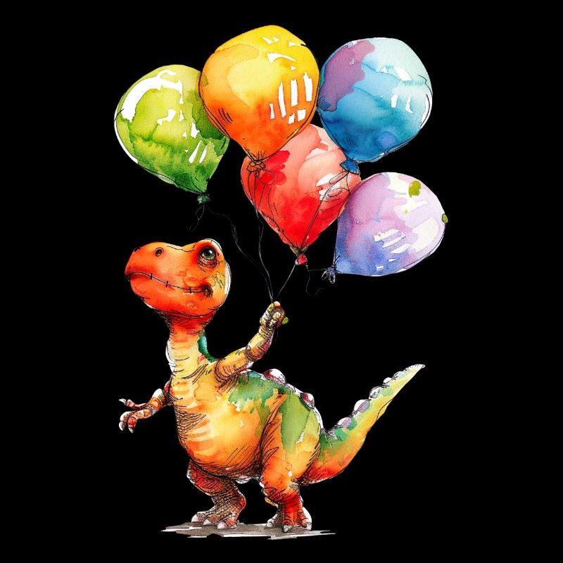 Saurier mit bunten Luftballons