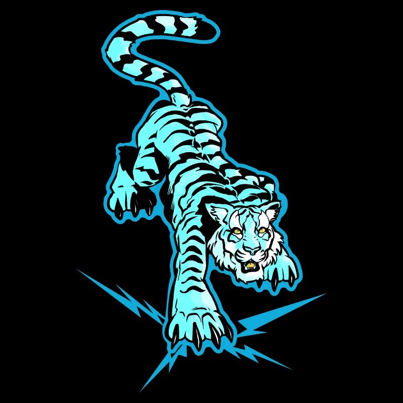 Tigre et éclais sous les pattes (version bleue)