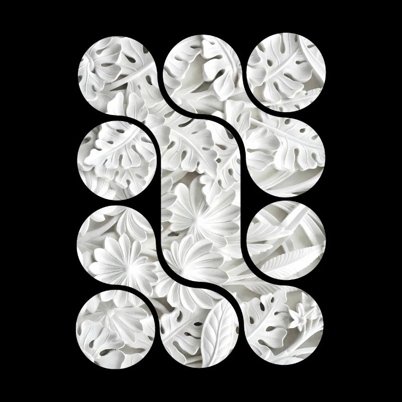 Motifs abstraits de feuilles blanches