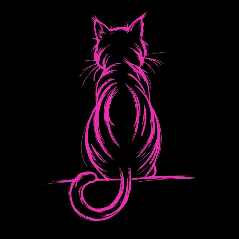 Dessin minimaliste d’un chat, rose