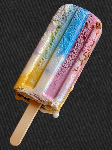 Rainbow cream on a stick