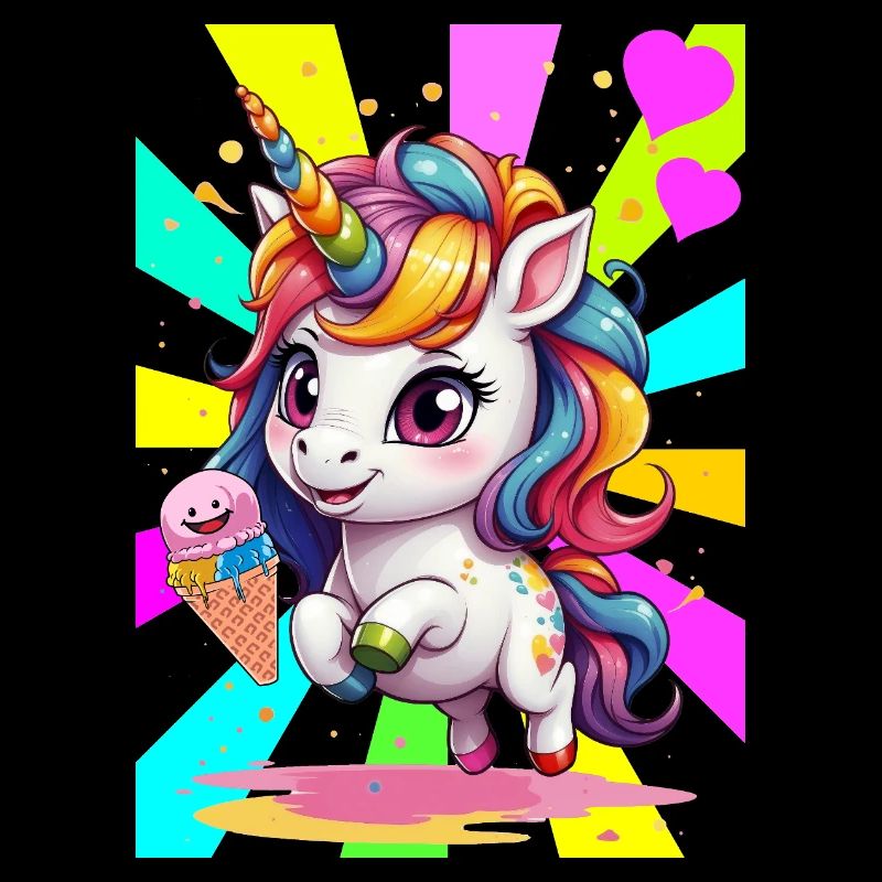 Kinder Einhorn Eis Retro Mädchen Jungen