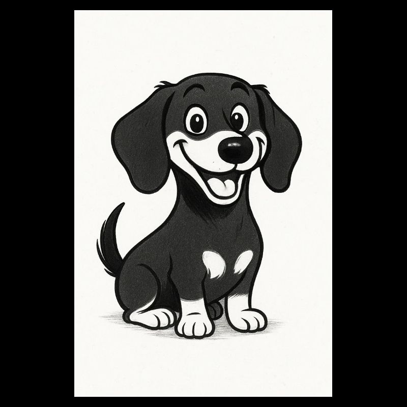 Happy dachshund black and white