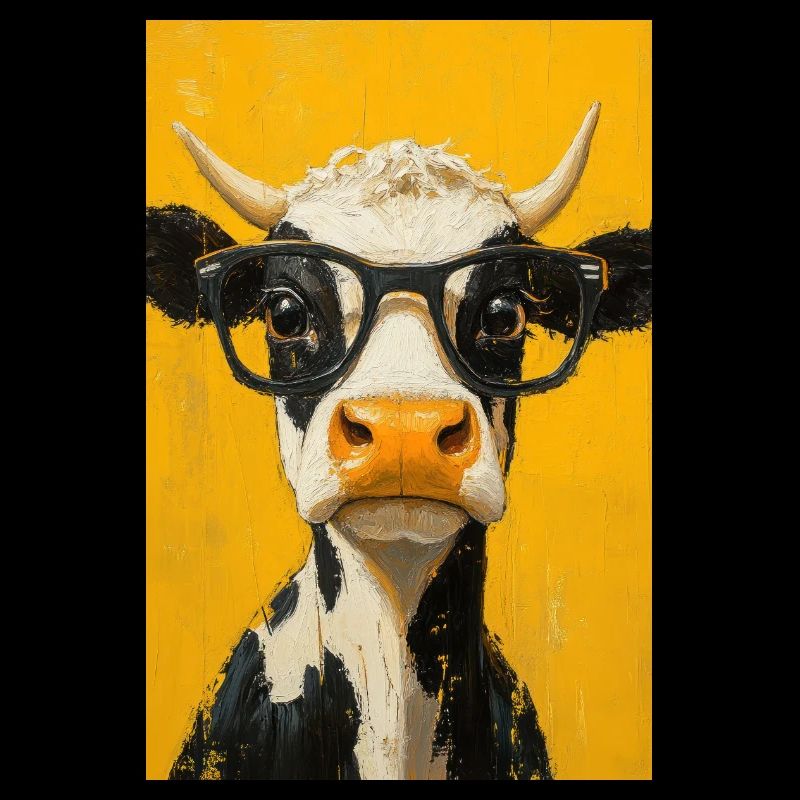 Coole Kuh mit Brille