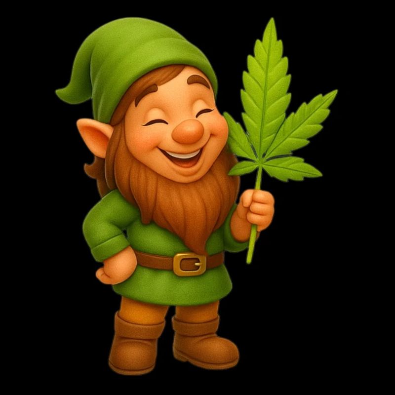 Knuffiger Zwerg mit Hanfblatt - Cannabis