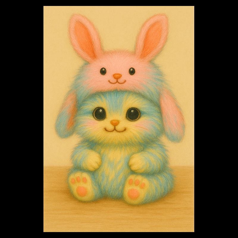Duo de lapin en peluche pastel