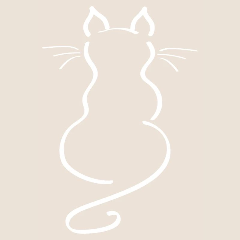 Cat Minimalist Line Back Plain Thick