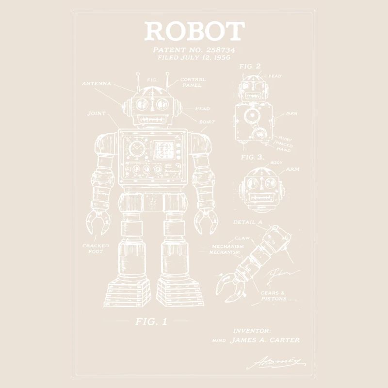Retro Robot Blueprint Patentkunst