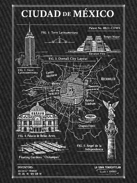 Mexico City Skyline Map