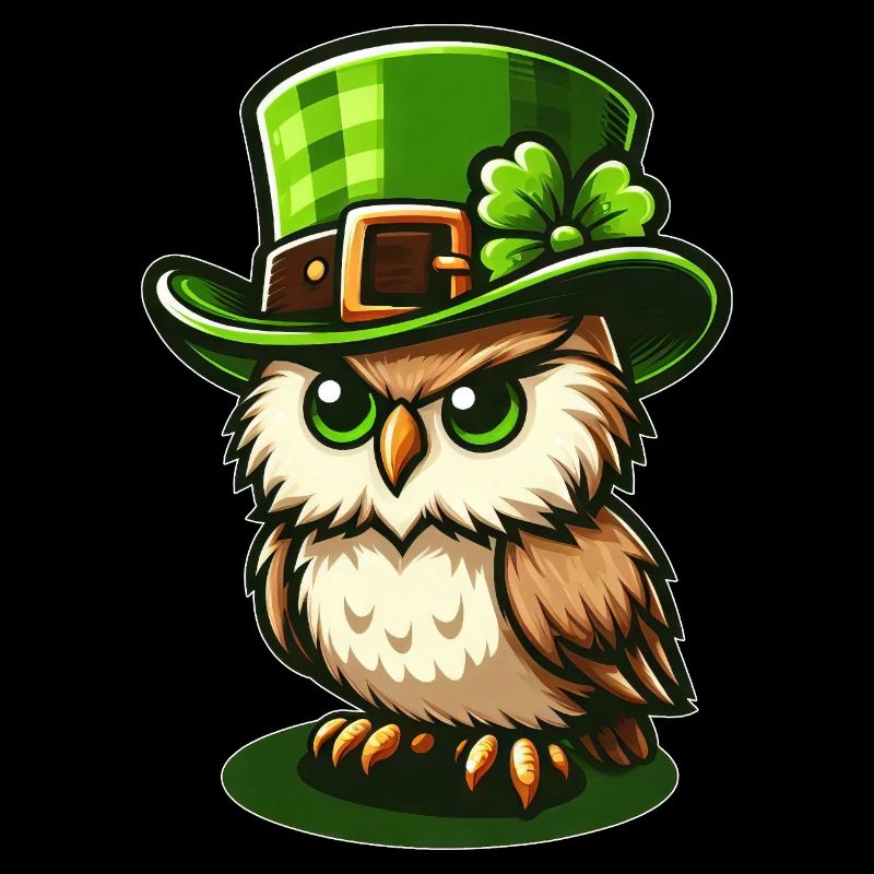 Mignon hibou de la Saint-Patrick avec chapeau haut de forme