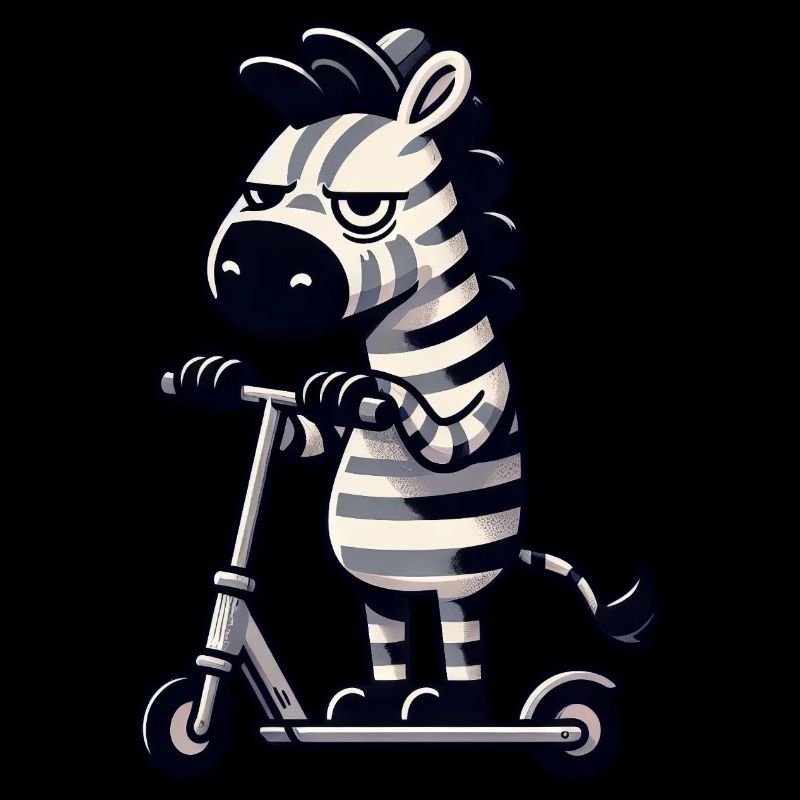 Zebra Kickroller Skurril Lustig Comic