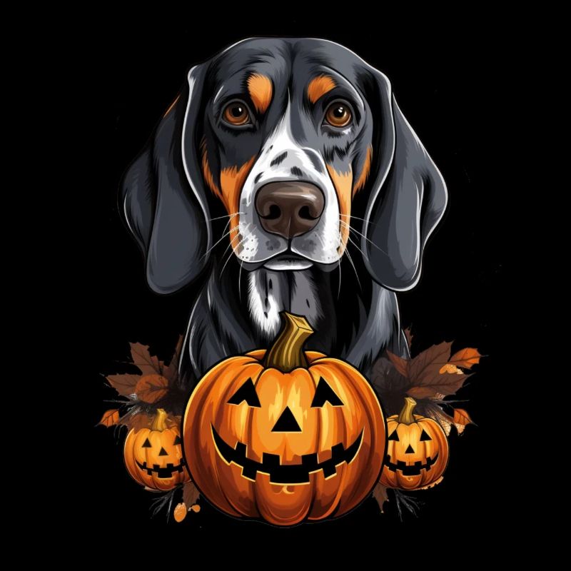 Bluetick Coonhound Dog Pumpkin Lazy Halloween