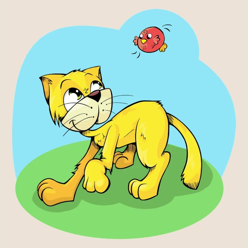 Chat avec oiseau