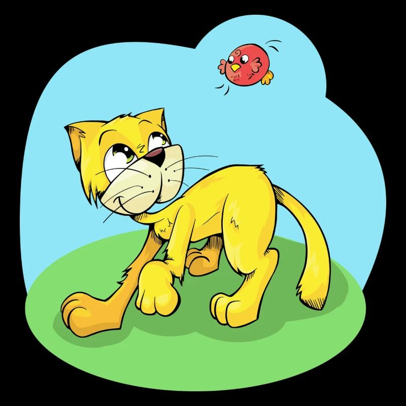 Cat with bird
