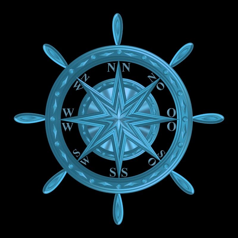 Steering wheel with wind rose