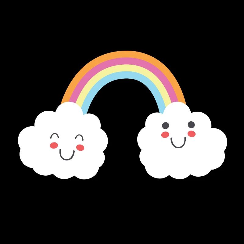Happy smiling clouds with a rainbow