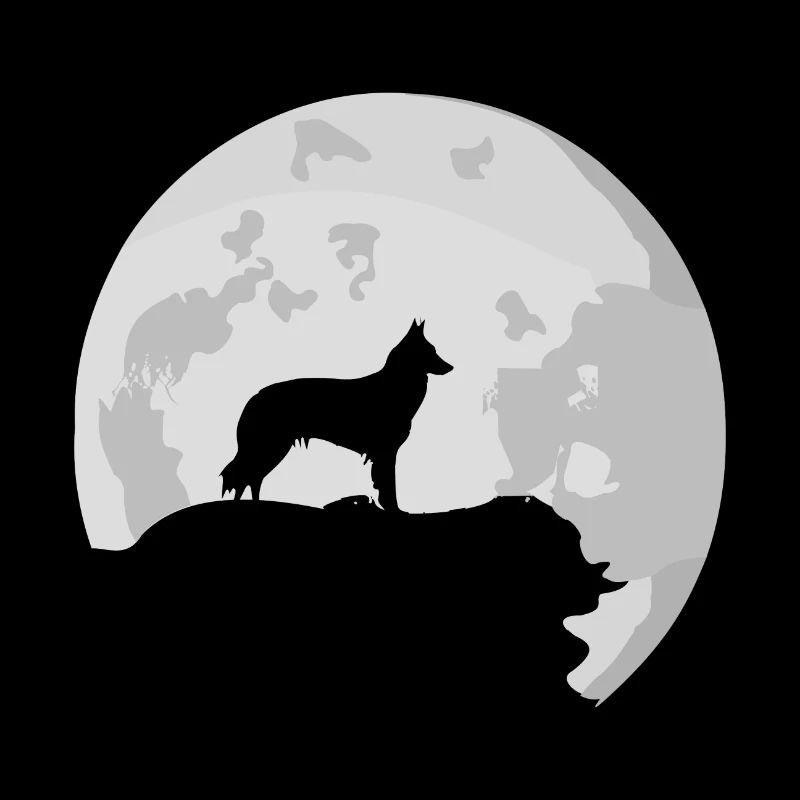Silhouette de pleine lune de chien de berger Groenendael